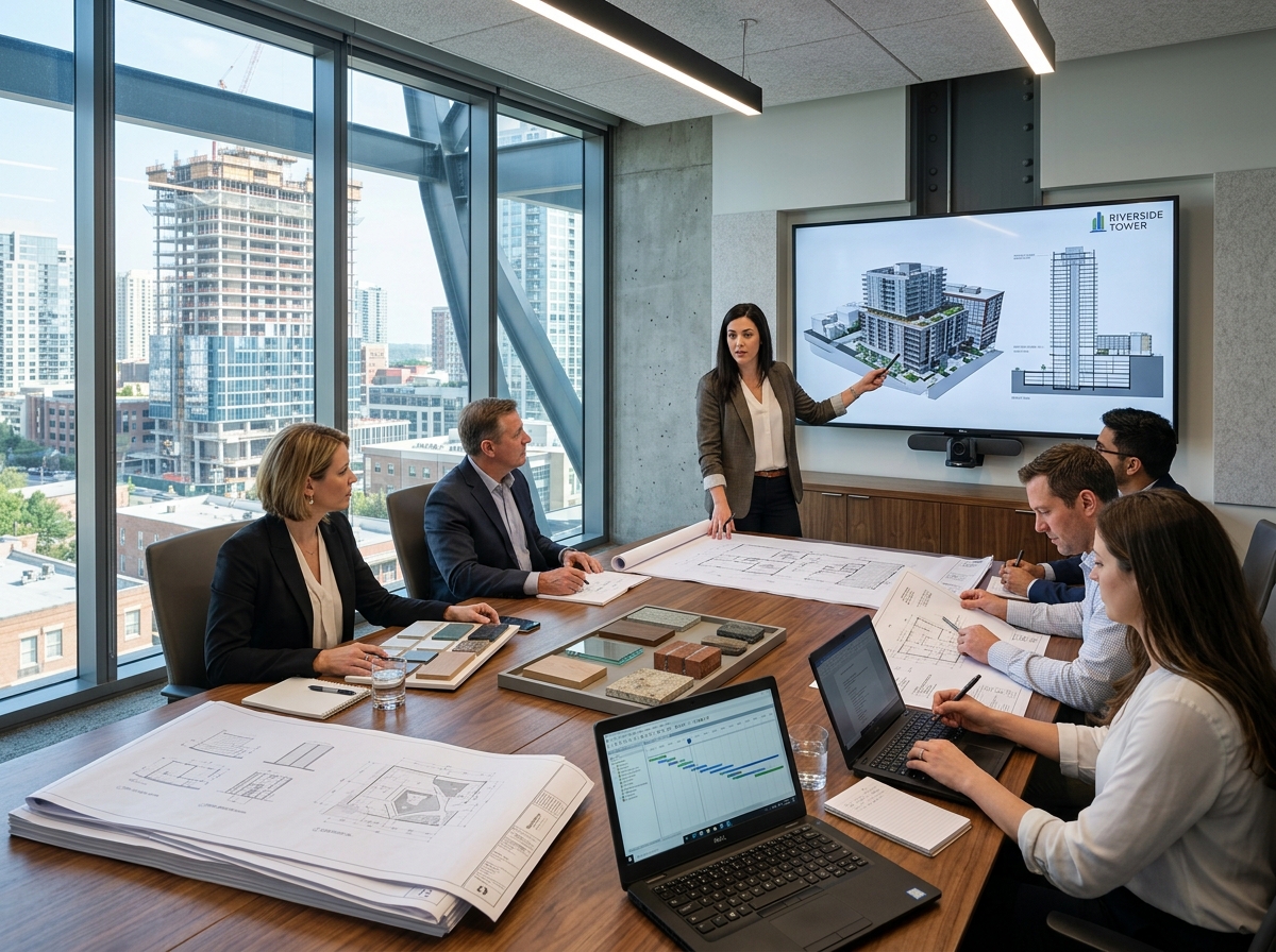 Apresentação de projeto e alinhamento executivo com clientes e consultores