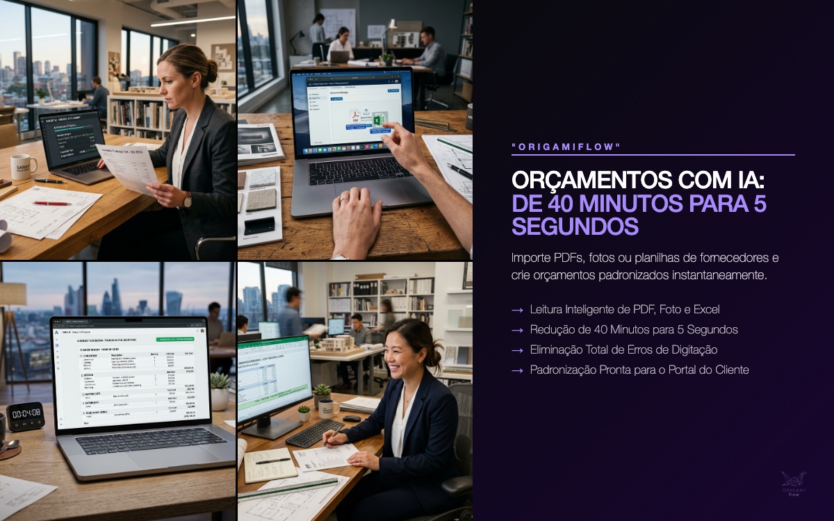 Orçamento com IA no OrigamiFlow: De 40 Minutos para 5 Segundos na Arquitetura
