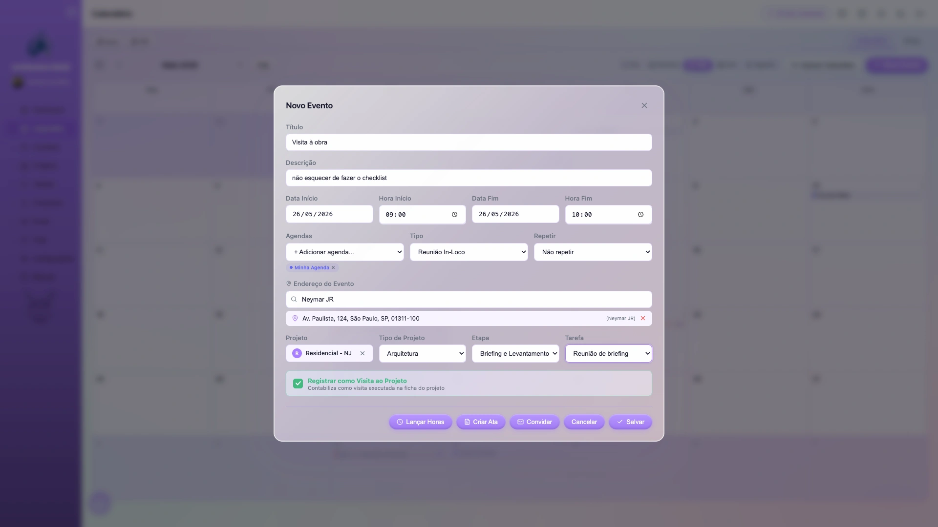 Visualização de calendário e distribuição de entregas por projeto no painel integrado do OrigamiFlow.